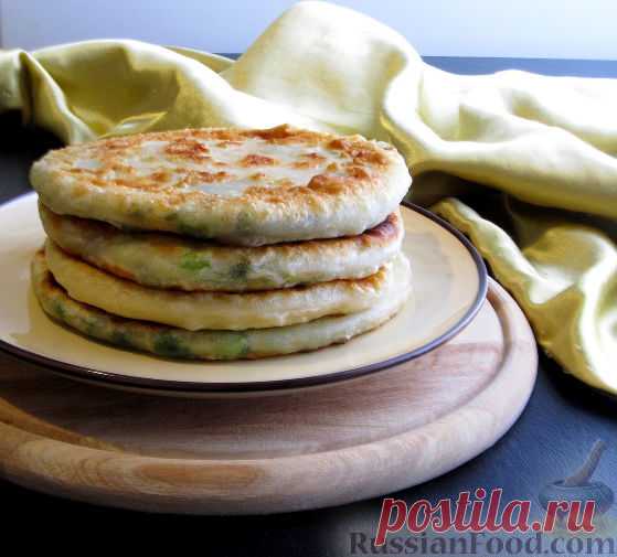 Рецепт: Китайские слоеные лепешки с зеленым луком на RussianFood.com