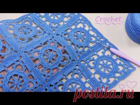 КВАДРАТНЫЙ МОТИВ вязание крючком ЛЕГКОЕ СОЕДИНЕНИЕ МОТИВОВ❗️Easy Crochet square motifs