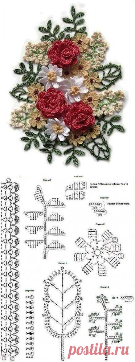 How to crochet a bouquet of flowers. Crochet bouquet pattern | Laboratory household