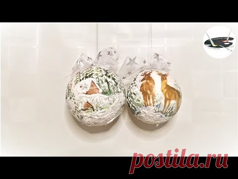 Jak ozdobić bombki decoupage z efektem śniegu DECOUPAGE CHRISTMAS ORNAMENTS  WITH SNOW EFFECT