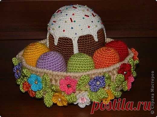 Кулич и пасхальные яйца крючком.