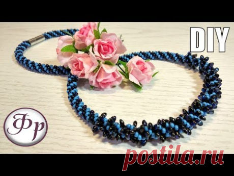 Колье из бисера Соло. Жгут без крючка и иголки. Диск Кумихимо.