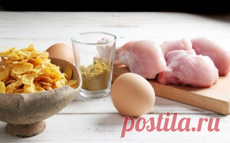 Курица в духовке с кукурузными хлопьями