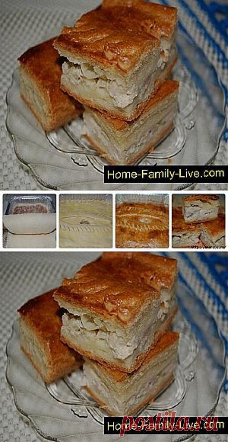 Пирог из сметанного теста с курицей..
