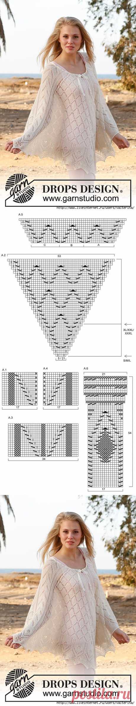 Ажурное пончо...но как идея на пуловер.