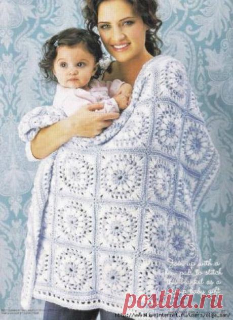 Детский плед из цветочных квадратных мотивов. Крючком. Схемы. / Обсуждение на LiveInternet - Российский Сервис Онлайн-Дневников