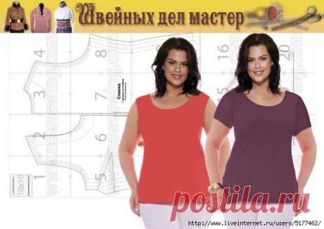 Готовая выкройка футболки для полных.