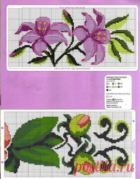 Izšūšana Soli pa solim: Cross stitch - Ziedi