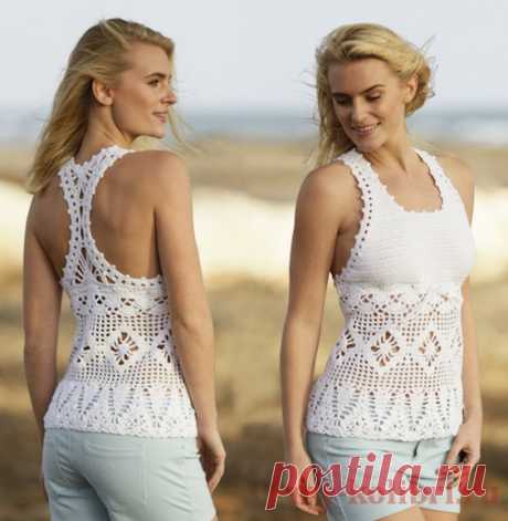 Ажурный топ крючком «Aphrodite» от Drops Design