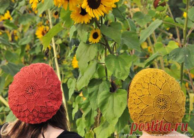Берет спицами - Caput Helianthus by Sara Morris.