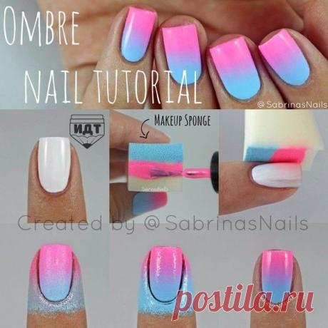 Эффект градиент на ногтях!