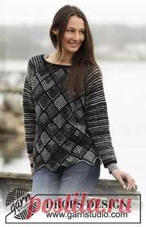 Knitted DROPS jumper with domino squares and raglan in ”Fabel” and “Alpaca”. Size: S - XXXL. ~ DROPS Design