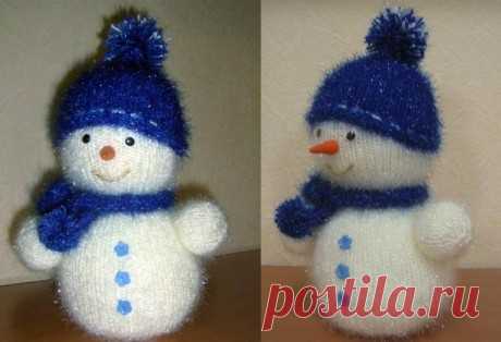 Снеговик спицами, подборка из 22 игрушек с описанием, видео уроками , Вязаные игрушки