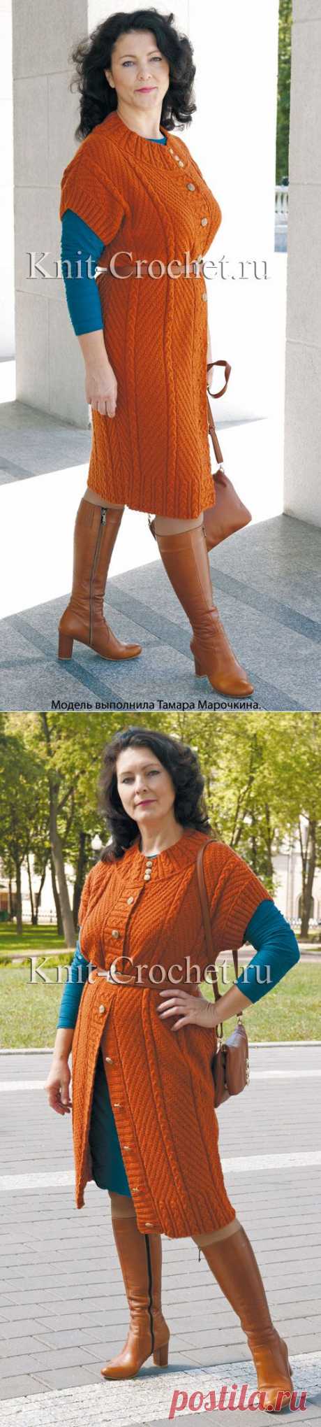 Пальто без рукавов, связанное на спицах. - Пальто для женщин спицами - Вязание спицами - Каталог статей - Вязание спицами и крючком