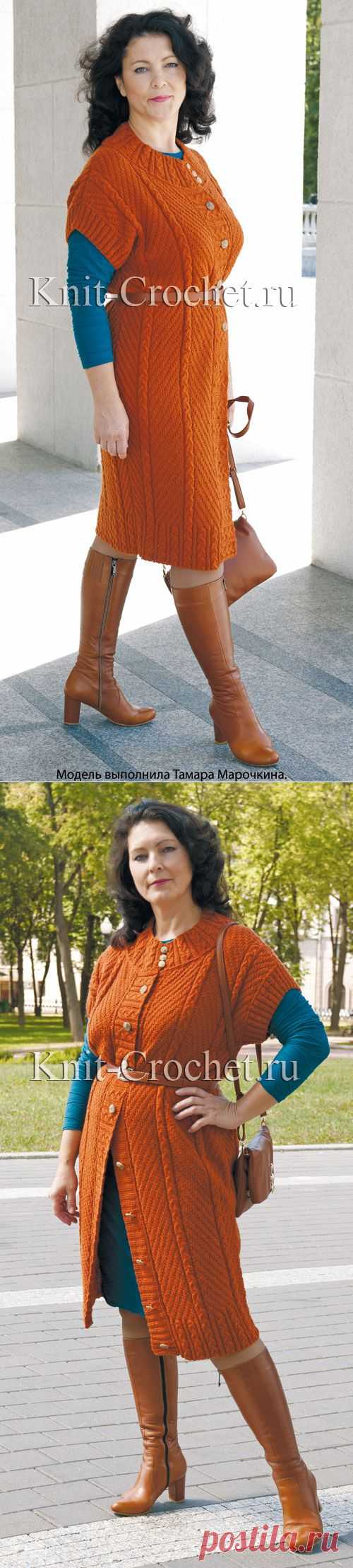 Пальто без рукавов, связанное на спицах. - Пальто для женщин спицами - Вязание спицами - Каталог статей - Вязание спицами и крючком