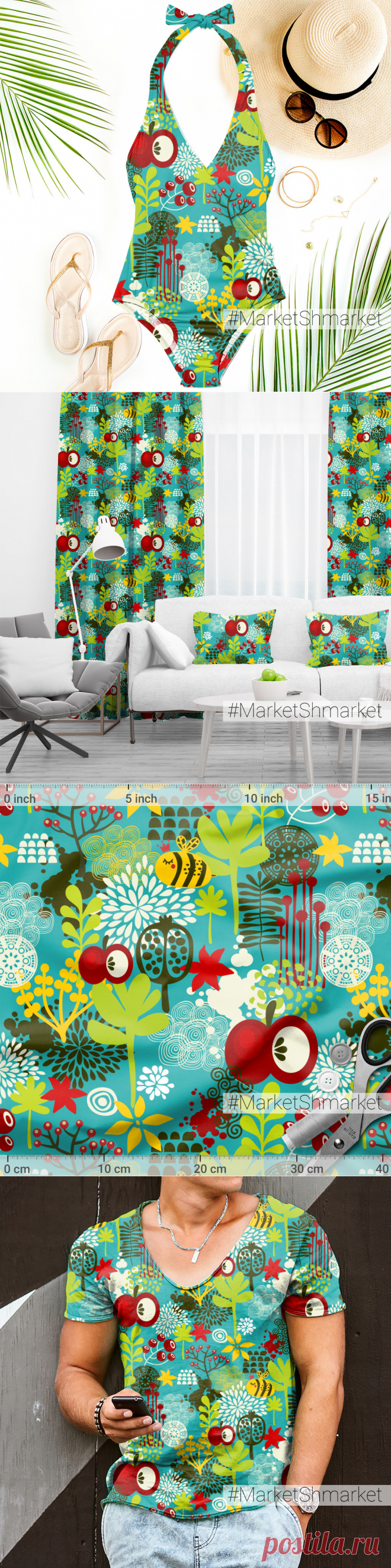 Ткань Сны золотой пчелы - закажи на #MarketShmarket.com любая ткань с любым принтом