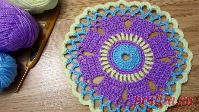 Красивая САЛФЕТКА крючком. Яркая и Необычная салфетка