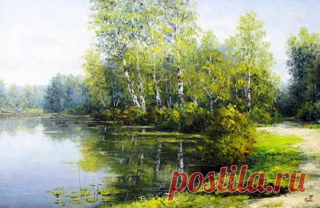 Край березовый, необъятный... Художник Синев Евгений.