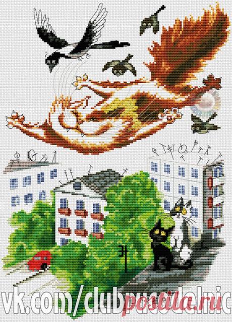 ВЫШИВКА-Летающий кот