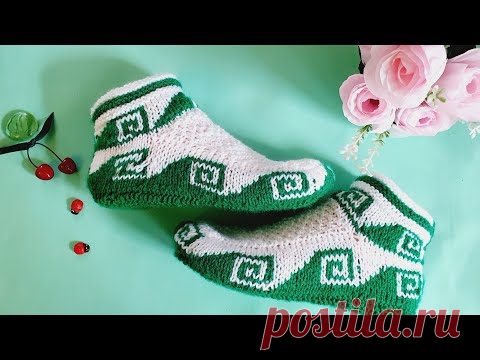 Носки «Греческие волны» на двух спицах!