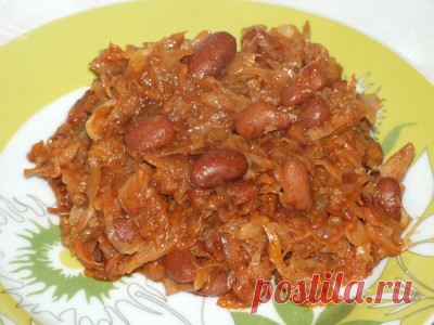 Тушеная капуста с фасолью : Вегетарианская и постная кухня