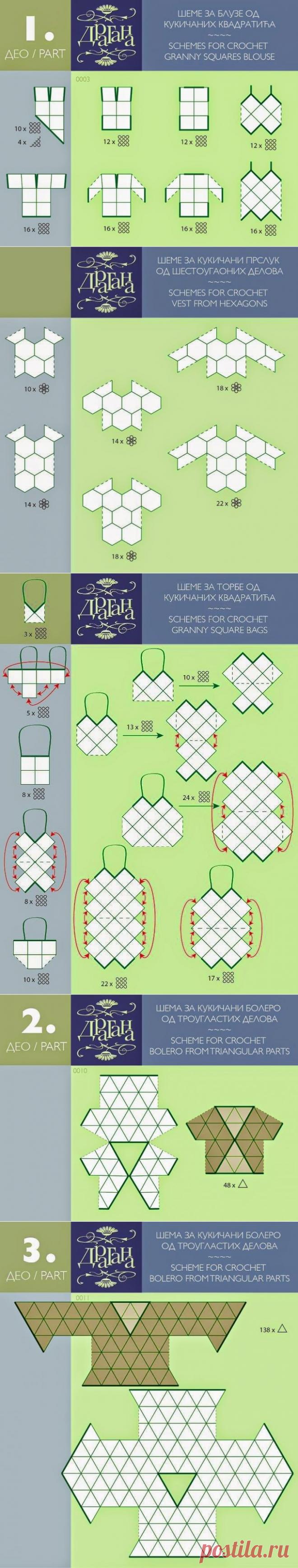 Irish crochet &: Раскладка мотивов. Выкройки.