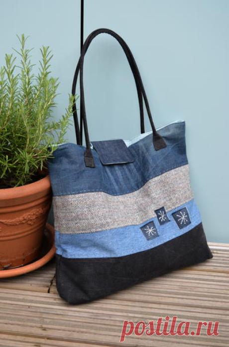 Large Upcycled Denim Tote | AllFreeSewing.com