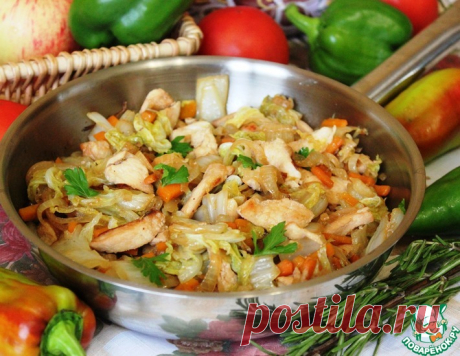 Пекинская капуста с курицей на сковороде – кулинарный рецепт