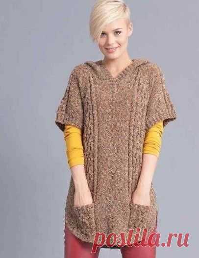 ЖИЛЕТ С КАПЮШОНОМ СПИЦАМИ

Очень удобная и стильная вещичка. Такой молодёжный жилет с капюшоном понравится всем . Под брюки смотрится идеально.
Размеры: 34/36, 38/40 и 42/44
Вам потребуется: 400/450/500 г коричнево-бежевой пряжи LANG YARNS DONEGAL (100% мериносовой шерсти, 190 м/50 г); спицы № 4 и № 4,5; круговые спицы № 4; вспом. спица для кос.

Структурный узор, спицы № 4,5.
1-й и 3-й (лиц. р.): кром., * 2 лиц., 2 изн., повторять от *, закончить 2 лиц., кром.
2-й и все п...