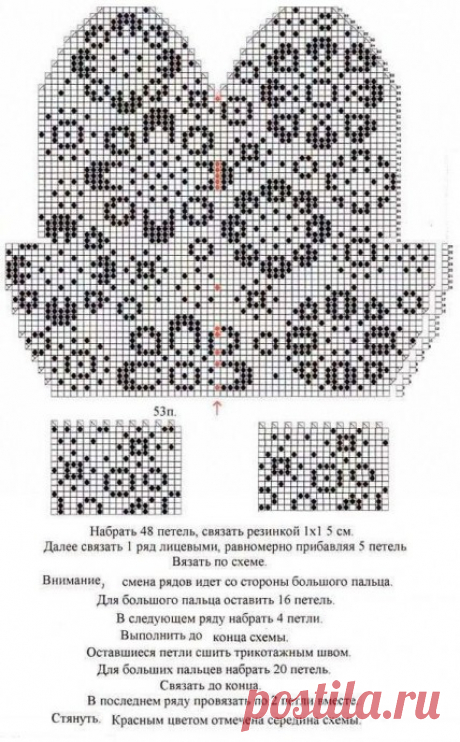Яркие варежки жаккардовым узором