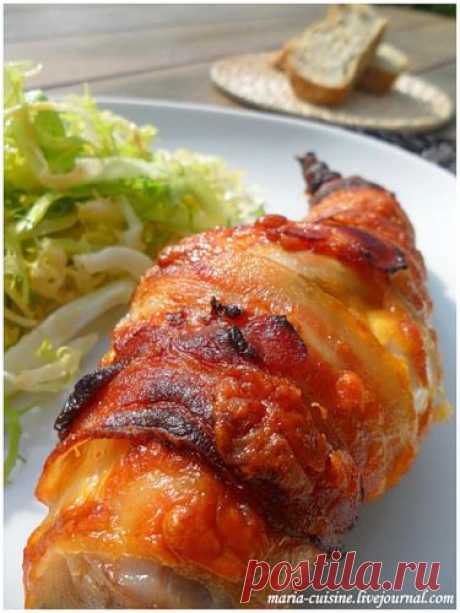 Cuisse de lapin lardée au bacon et au fromage - Кролик, запечённый в сыре и беконе