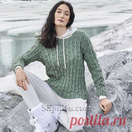 Теплый пуловер с переплетениями из «кос» — Shpulya.com - схемы с описанием для вязания спицами и крючком