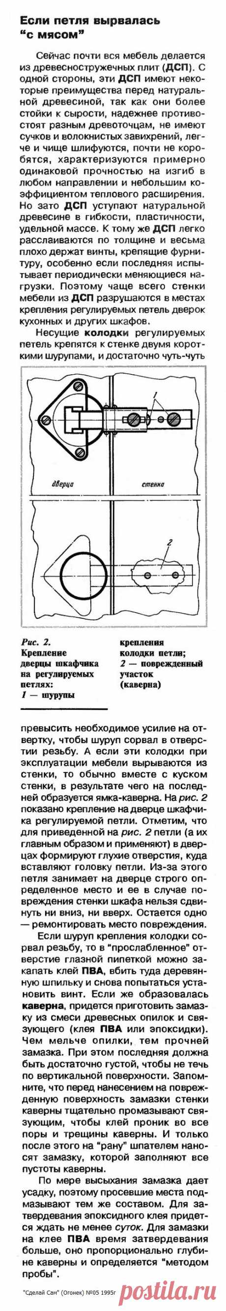 Если петля вырвалась &quot;с мясом&quot; (ремонт мебели)