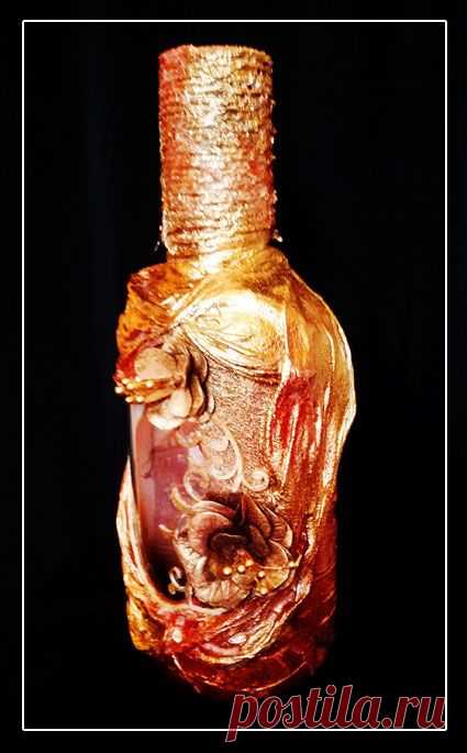 Декор бутылки тканью