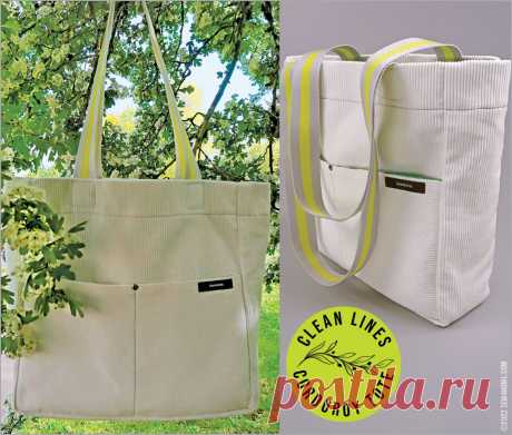 Чистые линии Вельвет Tote - Sew4Home