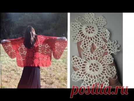 Ажурный палантин из мотивов ОЧЕНЬ КРАСИВЫЙ И ЛЕГКИЙ МОТИВ