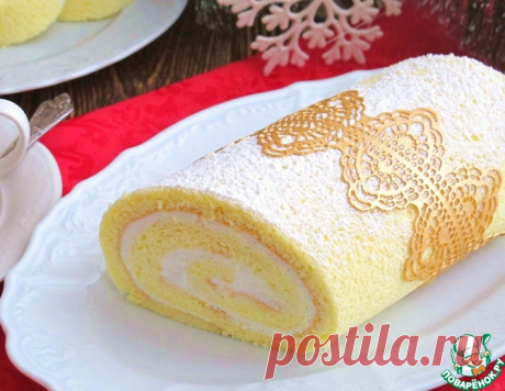 Бисквитный рулет со сметанным кремом – кулинарный рецепт