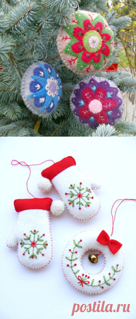 Фетровые игрушки для новогодней ёлки | Домашний hand-made