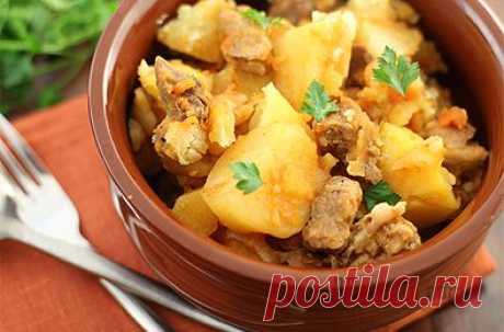 Рецепт: Картошка с мясом, тушенная в мультиварке - пошаговый фото рецепт приготовления