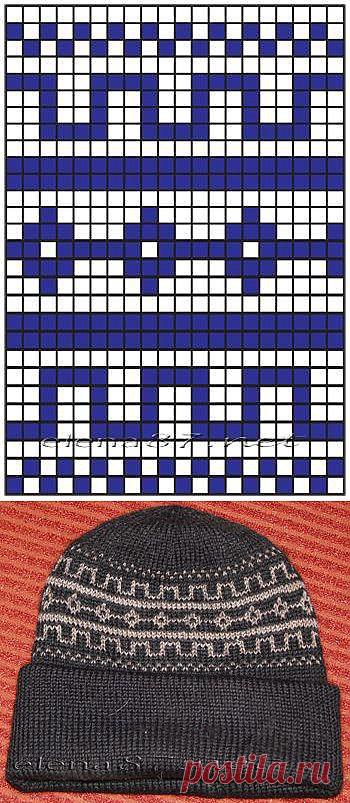 Двойная шапка мужская спицами Как связать мужскую шапку схема с описанием