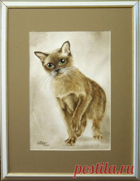 № 246 (30х40) Бурманская кошечка 
цена = 3 т.руб
Бумага, акварель, паспарту
Гризайль - OLASUN - картины акварелью