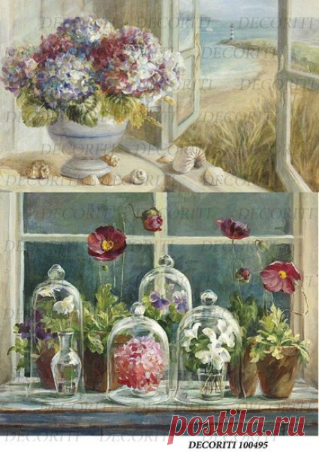 Рисовая бумага с рисунком DECORITI 100495, формат А4, Stil life 3 ― HandMadeDecor
