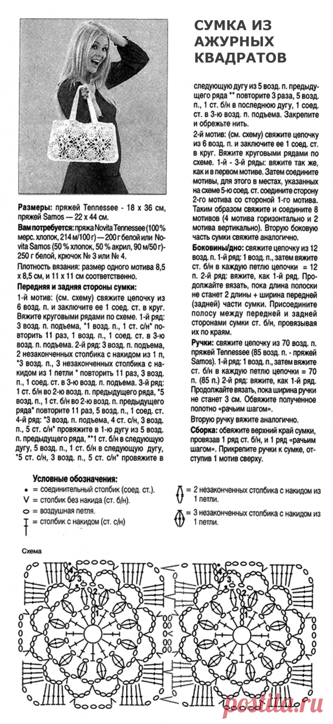 Сумка из ажурных квадратов