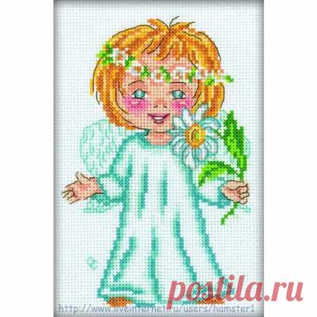 ангелок с ромашкой