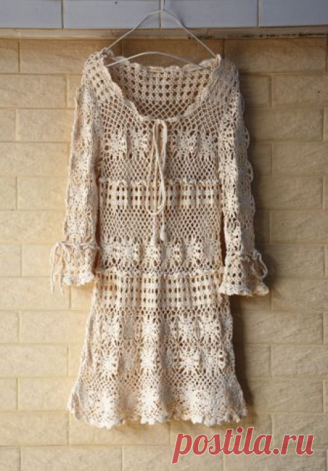 Crochet Dress Women Boho Bohemian Hippie Gypsy Handmade Clothing Boho Crochet Dress Vintage Style Perfect to creat a hippie boho chic look and makes a beautiful summer dress for festivals, parties, or lazy days.  Measurement: Bust: M (34-36) Length: 34 Sleeve:18  Crocheted in easy care acrylic yarn, hand wash, or roll in a towel to remove excess
