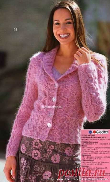 Пепельно-розовый жакет связанный спицами / Рукоделие / Домоводство / Женские секреты / Женский стиль.