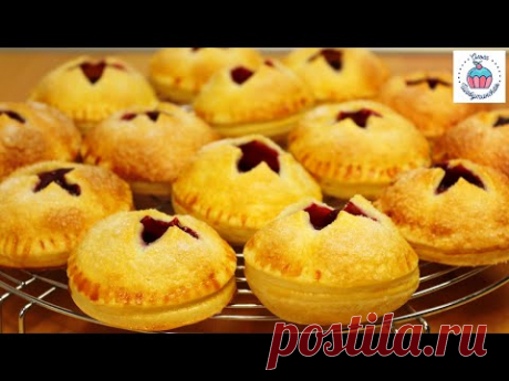 Мини ПИРОЖКИ с ВИШНЕЙ, слоёное рассыпчатое тесто! English subtitles