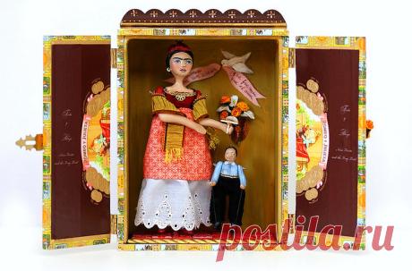 Cigar Box Shrine~Frida Kahlo Doll and Diego Rivera Marionette | Flickr - Photo Sharing!
