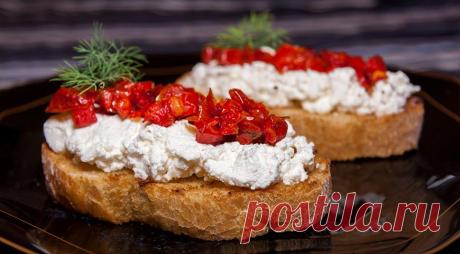 Кростини с рикоттой и вялеными помидорами, пошаговый рецепт с фото от автора Федор