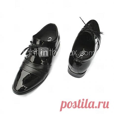 Мужская кожаная плоским Высота каблука Увеличение оксфорды обувь С шнуровке - USD $ 39.99